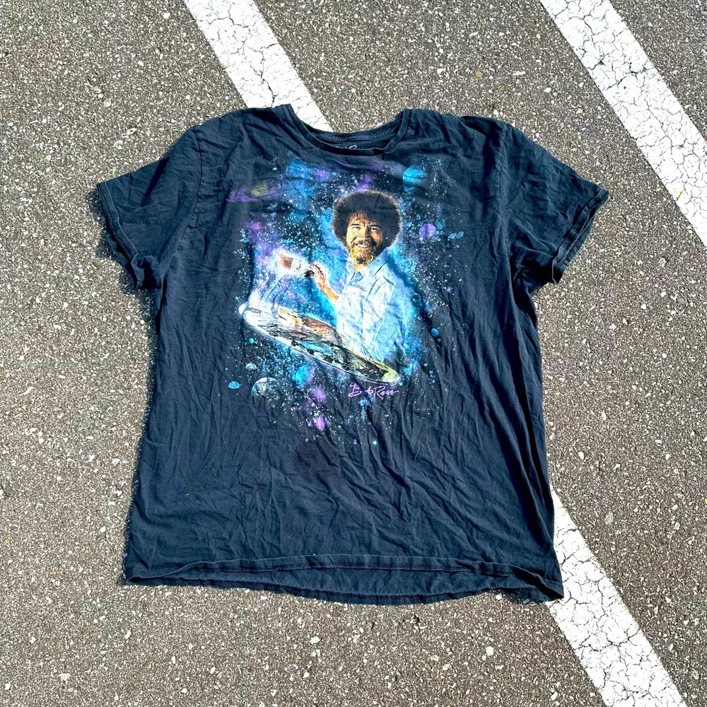 Bob Ross Mens Tee Shirt Adult Size 2XL Black Tee Celestial Painter Universe